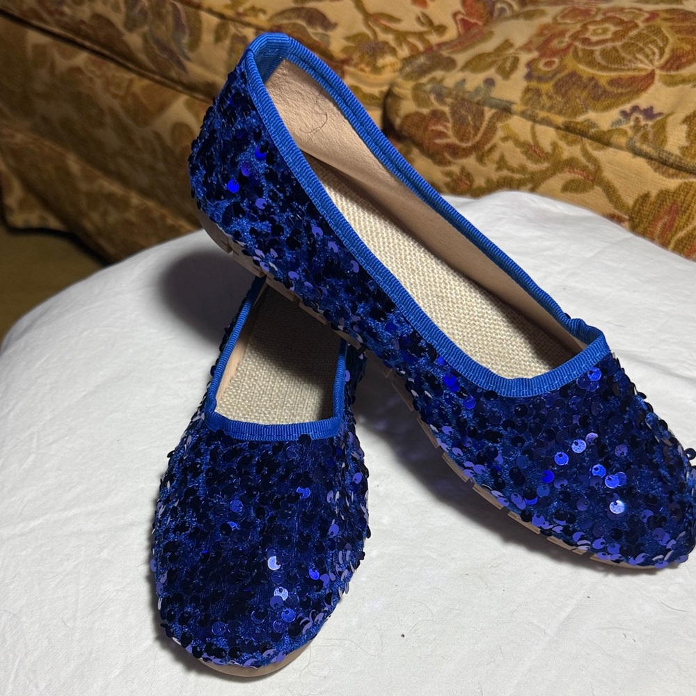 Sparkling Blue Sequin Flats
